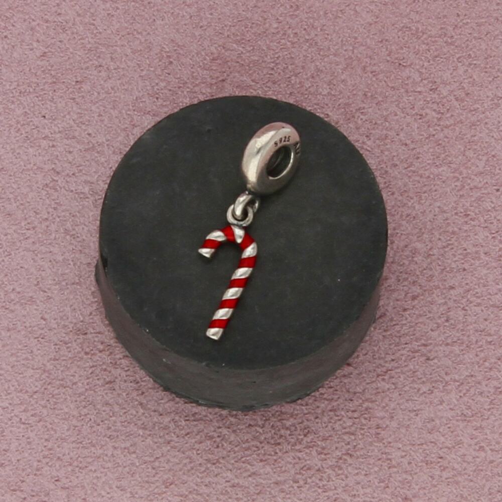 pandora sterling silver authentic christmas enamel candy cane (791193) charm
